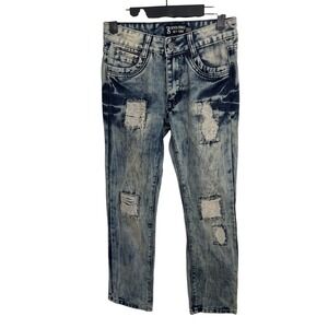 Seven Souls New York Wm Size 12 Distressed Acid Dark Wash Ripped Skinny Y2K‎ 90s